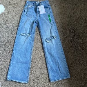 pull and bear high rise wide leg jeans